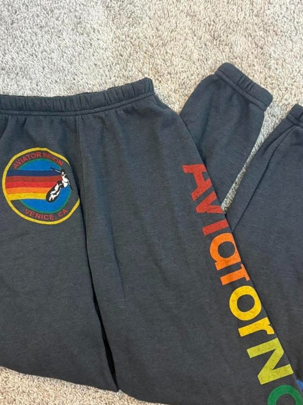 Aviator Nation Women's Grey and Black Sweatpants